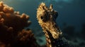 Seahorse At Golden Hour From Front And Side View