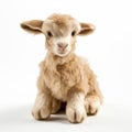 National Geographic Style Toy Goat With Brown Fur On White Background