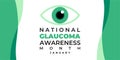 National Glaucoma awareness Month. Vector banner, medical poster with text National Glaucoma awareness Month for social media.
