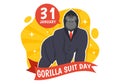 National Gorilla Suit Day Vector Illustration on 31 January with has the Head of a Gorillas is Dressed Neatly in a Suits