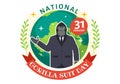 National Gorilla Suit Day Vector Illustration on 31 January with has the Head of a Gorillas is Dressed Neatly in a Suits