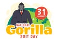 National Gorilla Suit Day Vector Illustration on 31 January with has the Head of a Gorillas is Dressed Neatly in a Suits