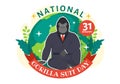 National Gorilla Suit Day Vector Illustration on 31 January with has the Head of a Gorillas is Dressed Neatly in a Suits