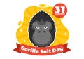 National Gorilla Suit Day Vector Illustration on 31 January with has the Head of a Gorillas is Dressed Neatly in a Suits