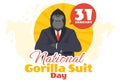 National Gorilla Suit Day Vector Illustration on 31 January with has the Head of a Gorillas is Dressed Neatly in a Suits