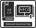 National Grammar Day icon, books black vector icon.