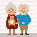 National Grandparents Day. Family illustration. Aged parents.