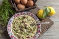 National, Greek, Easter soup `Magiritsa` close-up