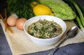 National Greek soup `Magiritsa` close-up