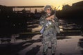 National Guardsman patrolling after 1992 riots, South Central Los Angeles, California