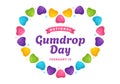 National Gumdrop Day Vector Illustration on February 15 with Delicious Candies Brightly Colored Dome Shaped in Flat Cartoon