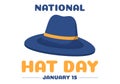 National Hat Day Celebrated Each Year on January 15th with Fedora Hats, Cap, Cloche or Derby in Flat Cartoon Illustration Royalty Free Stock Photo