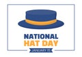 National Hat Day Celebrated Each Year on January 15th with Fedora Hats, Cap, Cloche or Derby in Flat Cartoon Illustration