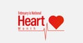 National Heart Month banner. Observed in February in the UK