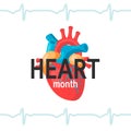 National heart month concept in flat style