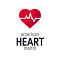 National heart month concept in flat style