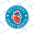 National heart month concept in flat style