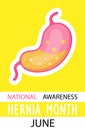 National Hernia awareness month concept vector. Medical event is celebrated in June. Intestine