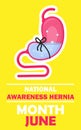 National Hernia awareness month concept vector. Medical event is celebrated in June. Intestine