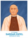 National Hero and freedom fighter Sardar Vallabhbhai Patel, Iron man of India for National Unity Day on 31 October Royalty Free Stock Photo