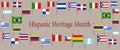 National Hispanic heritage month and Flags of America Royalty Free Stock Photo