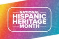 National Hispanic Heritage Month. Holiday concept. Template for background, banner, card, poster with text inscription Royalty Free Stock Photo