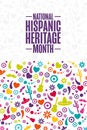 National Hispanic Heritage Month. Holiday concept. Template for background, banner, card, poster with text inscription Royalty Free Stock Photo