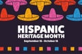 National Hispanic Heritage Month. September 15 to October 15. .Holiday concept. Template for background, banner, card Royalty Free Stock Photo