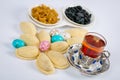 Traditional Azerbaijani holiday the Navruz holiday. Glass of Azerbaijani tea in a silver Cup holder on a silver saucer. Royalty Free Stock Photo