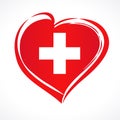 Love Swiss emblem with heart in national flag color Royalty Free Stock Photo