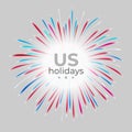 National holiday of the usa. Light background, fireworks in colors of american flag. Happy united states greeting card. 4th july Royalty Free Stock Photo