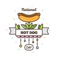 National hot dog day. Vector illustration. Royalty Free Stock Photo