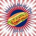 National hot dog day. Hot dog vector. Royalty Free Stock Photo