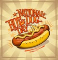 National hot dog day vector poster design Royalty Free Stock Photo