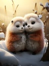 National Hugging Day. Cute animated animals hug each other. celebration of warm, heartfelt embraces emotional connection