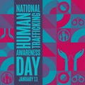 National Human Trafficking Awareness Day. January 11. Holiday concept. Template for background, banner, card, poster