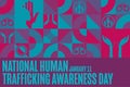 National Human Trafficking Awareness Day. January 11. Holiday concept. Template for background, banner, card, poster