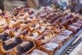 National Hungarian delicious strudel with poppy seeds and cottage cheese at the Christmas market in Budapest Royalty Free Stock Photo