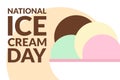 National Ice Cream Day. Holiday concept. Template for background, banner, card, poster with text inscription. Vector