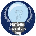 National Inventors Day, simple square holiday poster or banner design