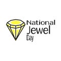 National Jewel Day, Gemstone schematic outline image with yellow highlights and lettering for poster or postcard design