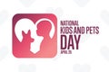 National Kids and Pets Day. April 26. Holiday concept. Template for background, banner, card, poster with text Royalty Free Stock Photo