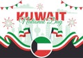 National Kuwait Day Vector Illustration on February 25th with Landmark, Waving Flag and Independence Celebration in Flat Cartoon Royalty Free Stock Photo