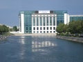 National Library on Dambovita river shore in Bucharest Royalty Free Stock Photo