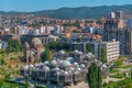 National library of Kosovo and unfinished serbian orthodox church of Christ the Saviour in Prishtina, Kosovo