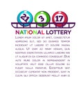 National lottery promotional poster with numbered balls and sample text