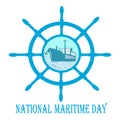 National Maritime Day with rudder and anchor and ship.