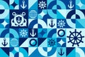 National Maritime Day. Seamless geometric pattern. Template for background, banner, card, poster. Vector EPS10 Royalty Free Stock Photo