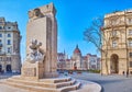 The National Martyrs Monument against the Parliament, Budapest, Hungary Royalty Free Stock Photo