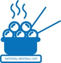 National Meatball blue vector Day icon